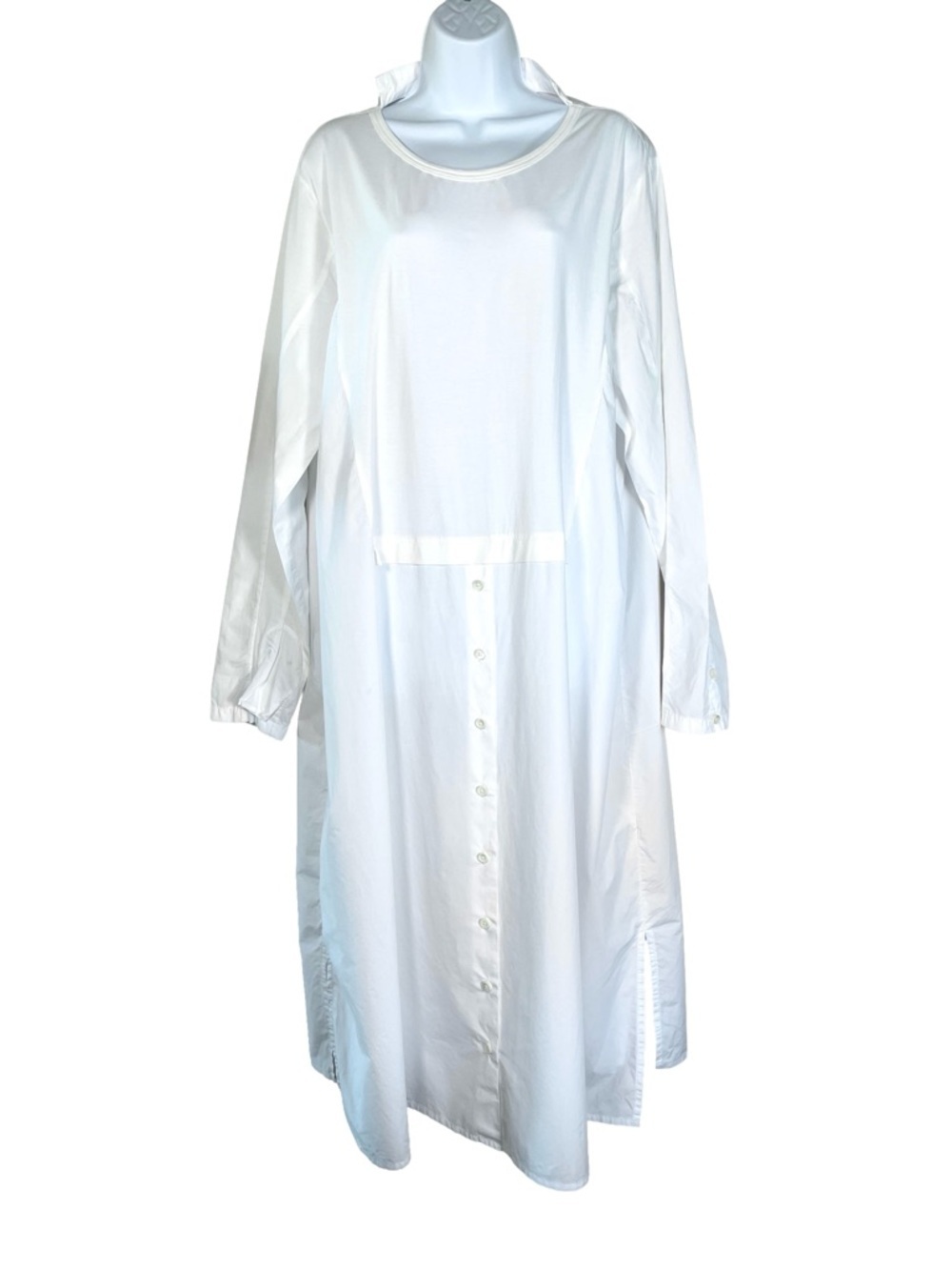 Rundholz White Oversized Shirt Dress XL Thumbhole Sleeves
